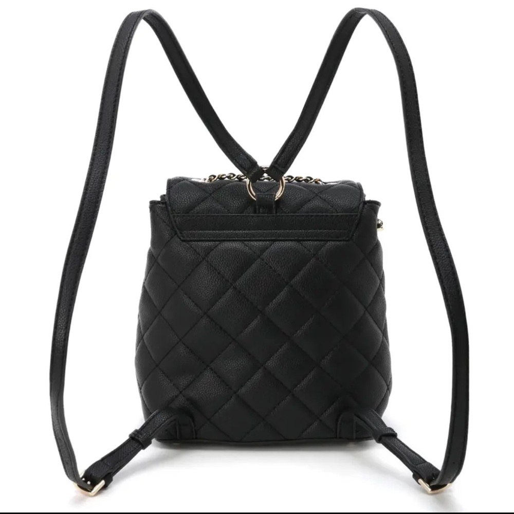 Hard 2 Find Black Leather Gillian Flap Guess Quilted Backpack Urban Spirit GG - Picture 10 of 16